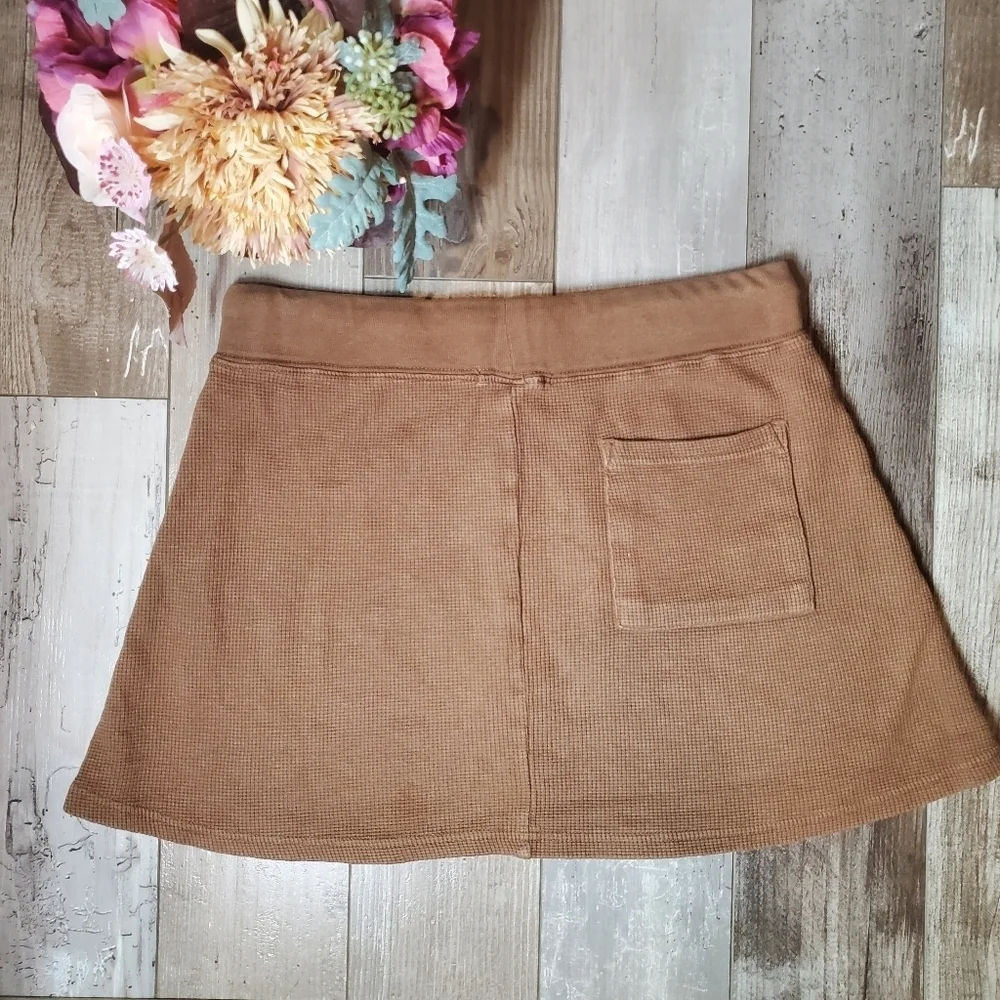 Brandy Melville 100% Cotton Brown Waffle Knit Women's Skirt Size Medium EUC